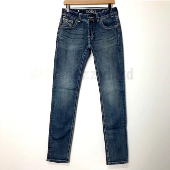 Rock & Roll Cowgirl Mid Rise Skinny Jeans Tall Inseam - Picture 2 of 15